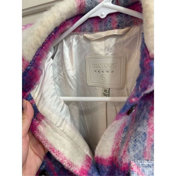 Prime Time Blue Multi Plaid Brushed Long Shacket Blank NYC - Picture 8 of 11